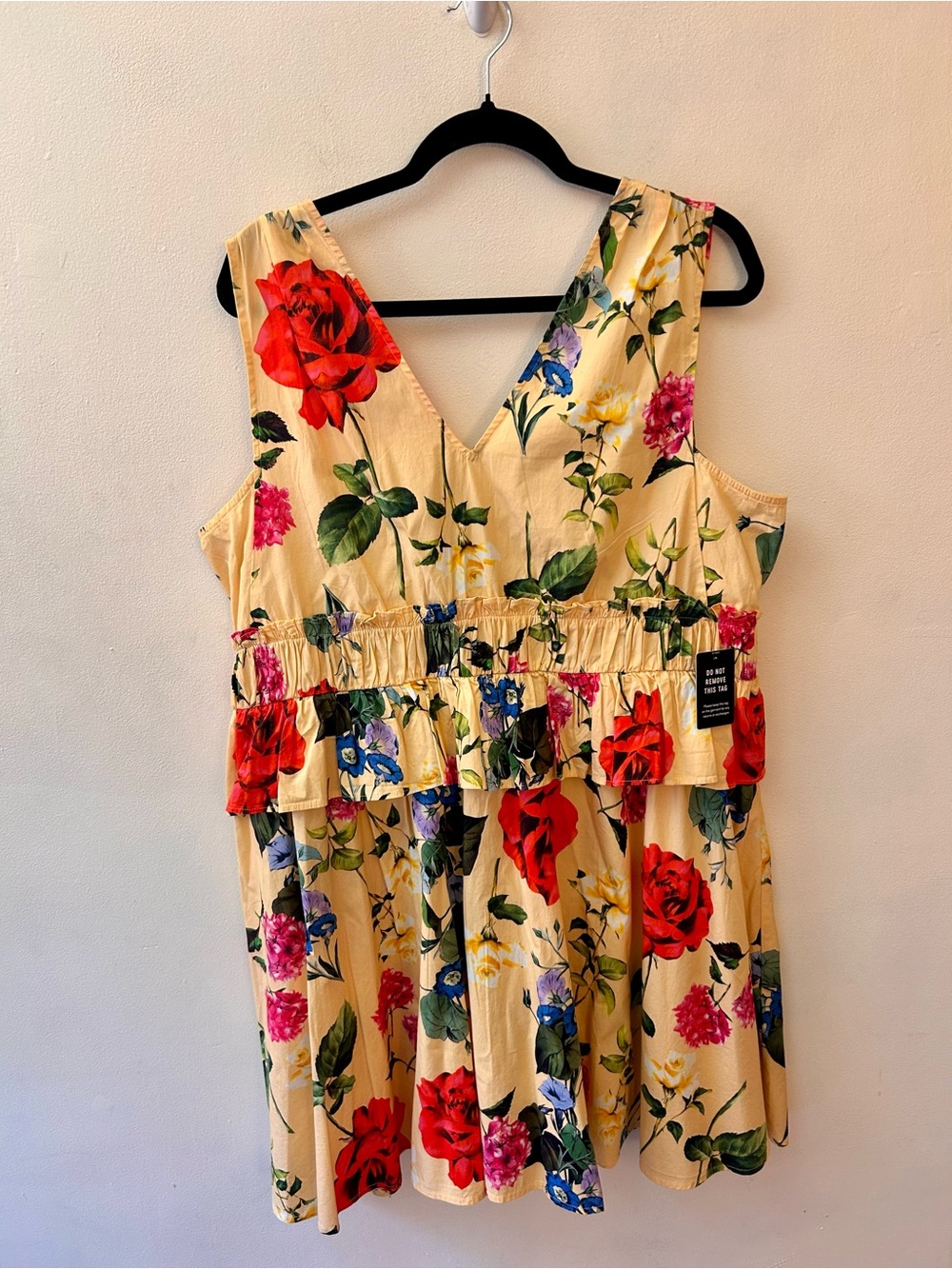 Express Yellow floral peplum ruffle sleeveless sundress size XL - Picture 2 of 8